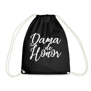 Dama de Honor Bridesmaid Team Bride Wedding Gift - Drawstring Bag - black - Front