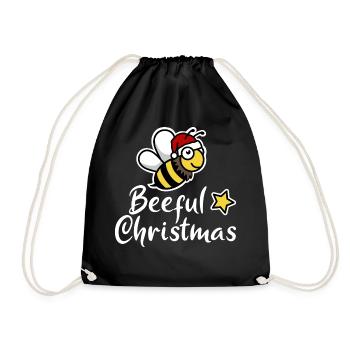Beeful Christmas Weihnachten Biene Weihnachtsmann - Turnbeutel - Schwarz - Vorne