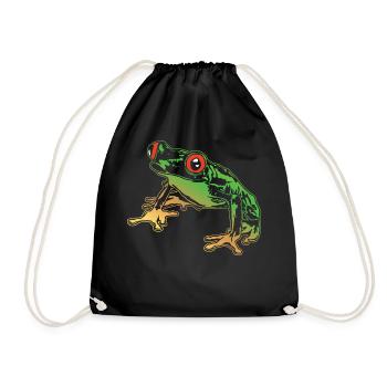 Laubfrosch Grafik Aquatische Amphibienfrosch Liebhaber - Turnbeutel - Schwarz - Vorne