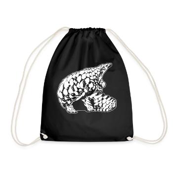 Cool Pangolin Sketch Graphic Wildlife Creature - Drawstring Bag - black - Front