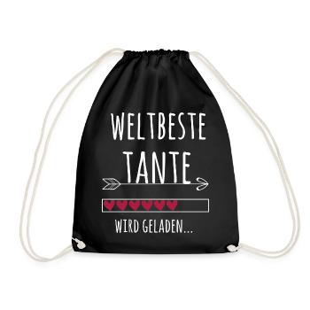 Weltbeste Tante Ankündigung Schwangerschaft - Turnbeutel - Schwarz - Vorne