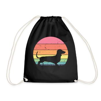 Rétro Teckel Silhouette - Cadeau Amoureux des Chiens - Sac de sport léger - noir - Devant