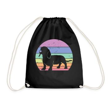Rétro Teckel Silhouette - Cadeau Amoureux des Chiens - Sac de sport léger - noir - Devant