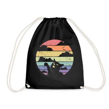 Niedliche Katze Retro Silhouette Katze Liebhaber & Besitzer Geschenk - Turnbeutel - Schwarz - Vorne