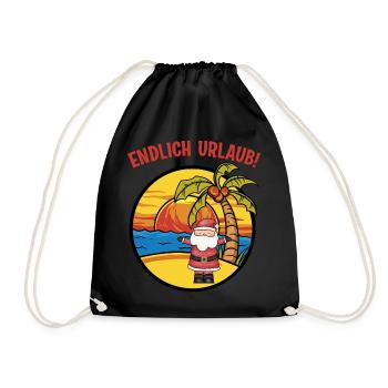 Endlich Urlaub Weihnachtsmann Nikolaus Insel - Turnbeutel - Schwarz - Vorne
