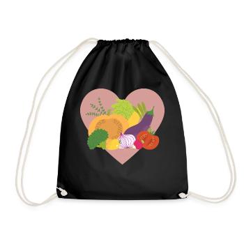 Gemüse Veggie Bio Vegan Vegetarisch Geschenkidee - Turnbeutel - Schwarz - Vorne