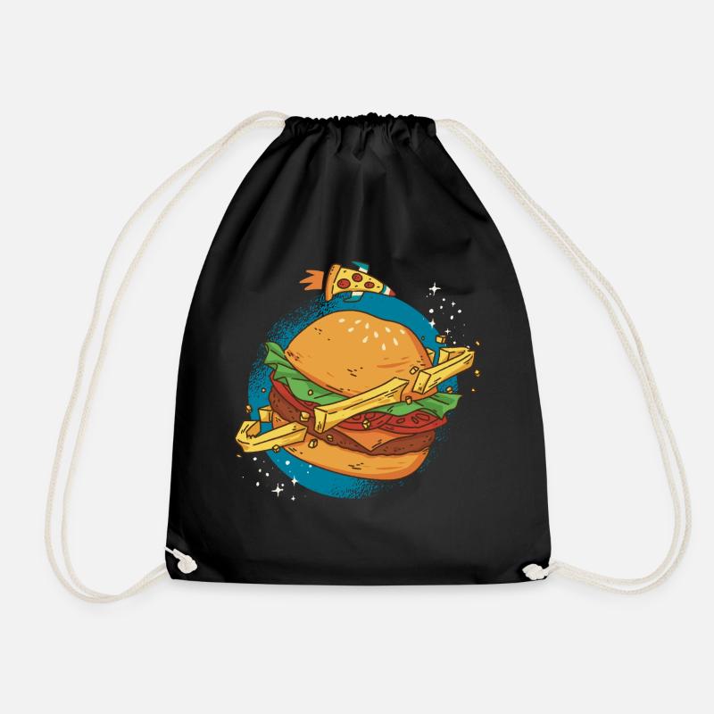 Burger planets pizza Burger planets pizza inspirat - Turnbeutel - Schwarz