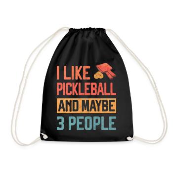Ich mag Pickleball und vielleicht 3 Leute lustiges Geschenk - Turnbeutel - Schwarz - Vorne