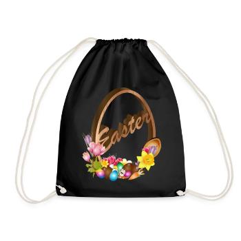 Relief d’oeuf de Pâques décoré en aspect bois - Sac de sport léger - noir - Devant