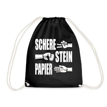 Schere Stein Papier Schnick Schnack Schnuck - Turnbeutel - Schwarz - Vorne