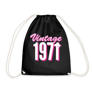 1971 Jahrgang Baujahr Vintage Geschenkidee Retro - Turnbeutel - Schwarz - Vorne