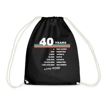 40ème Anniversaire Vintage 40 ans Rétro 480 - Sac de sport léger - noir - Devant