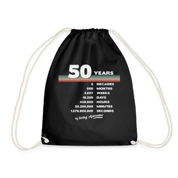 50. Geburtstag Vintage 50 Jahre alt Retro 600 - Turnbeutel - Schwarz - Vorne