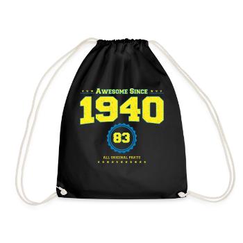 Awesome 1940 Shirt für Männer Frauen 83 Jahre alt 83. - Turnbeutel - Schwarz - Vorne