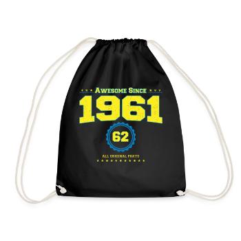 Super chemise 1961 pour hommes femmes 62 ans 62ème - Sac de sport léger - noir - Devant