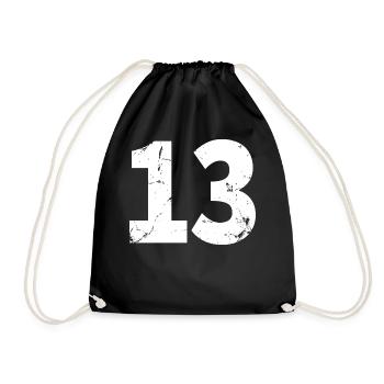 Cool Number 13 - 13 Years Old 13th Birthday Gift - Drawstring Bag - black - Front