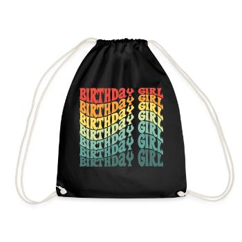 Anniversaire Fille Groovy Rétro Vintage Anniversaire - Sac de sport léger - noir - Devant