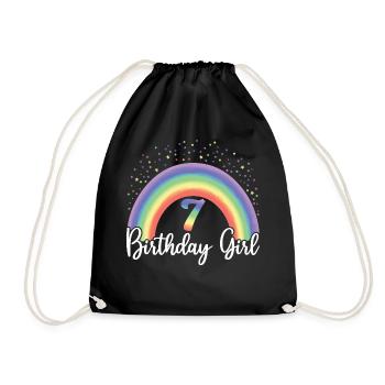 Mignon Rainbow 7 Birthday Girl, 8 ans B-day - Sac de sport léger - noir - Devant