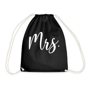 Mrs. Matching Couple Engagement Wedding Honeymoon - Drawstring Bag - black - Front
