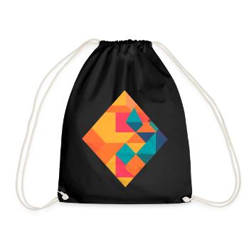 Bunte Geometrie - Turnbeutel - Schwarz - Vorne