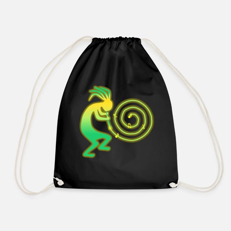 kokopelli Spiral - Drawstring Bag - black