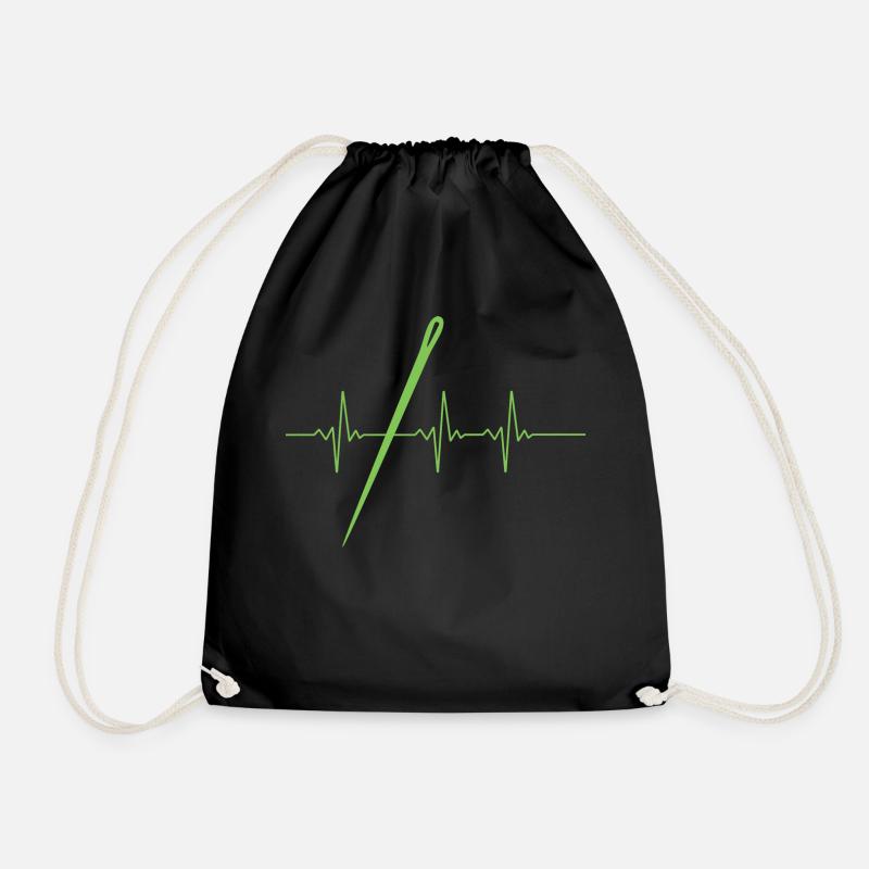 Sewing machines heartbeat - Drawstring Bag - black