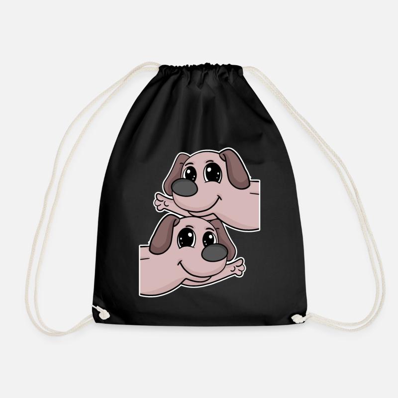 Dog dogs - Drawstring Bag - black