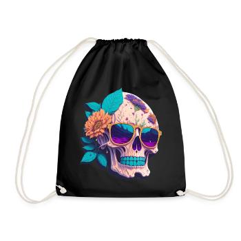Skull - Drawstring Bag - black - Front