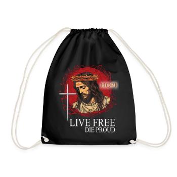 SAVIOR WITH CROWN OF THORNS CROSS SAYING MOTIF - Drawstring Bag - black - Front