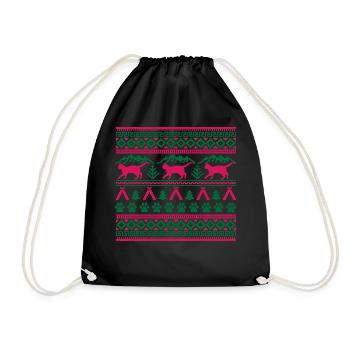 Weihnachtskatze Hässlicher Weihnachtspullover Geschenk - Turnbeutel - Schwarz - Vorne