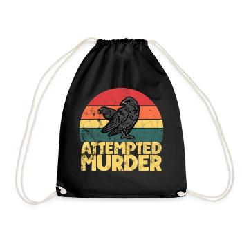 Attempted Murder Of Crows Funny Bird Lover - Drawstring Bag - black - Front