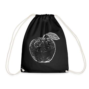 Apple Fruit Hand Drawn - Drawstring Bag - black - Front