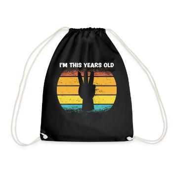 I'm This Years Old Vintage 3rd Birthday Kids - Drawstring Bag - black - Front