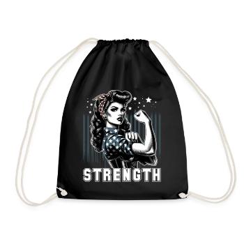 Stärke Frau Rockabilly Geschenk - Turnbeutel - Schwarz - Vorne