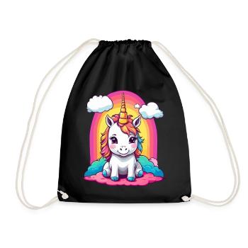 Cute baby unicorn - Drawstring Bag - black - Front