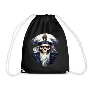 Sailor Skull Skull Captain Ahoy Ship - Drawstring Bag - black - Front
