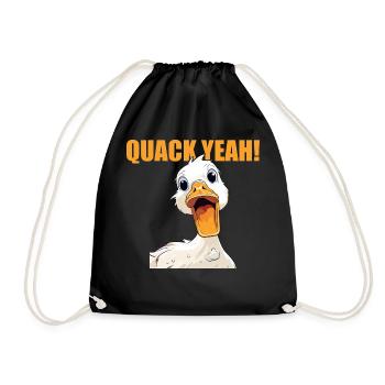 Womens Quak yes Funny Duck - Drawstring Bag - black - Front