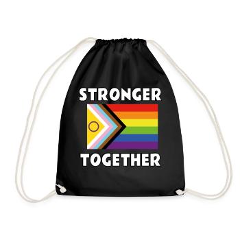 Drapeau de la fierté queer inclusif Plus forts ensemble - Sac de sport léger - noir - Devant