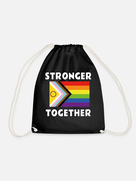Gemeinsam stärker inklusive Queer Pride-Flagge - Turnbeutel - Schwarz