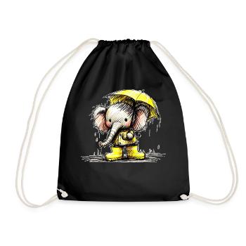 Elephant in the rain - Drawstring Bag - black - Front