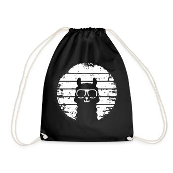 Lama rétro coucher de soleil - Sac de sport léger - noir - Devant