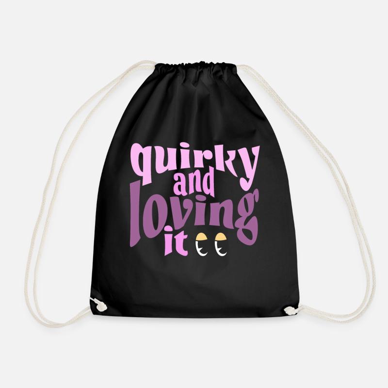 Quirky and loving it in pink - Drawstring Bag - black