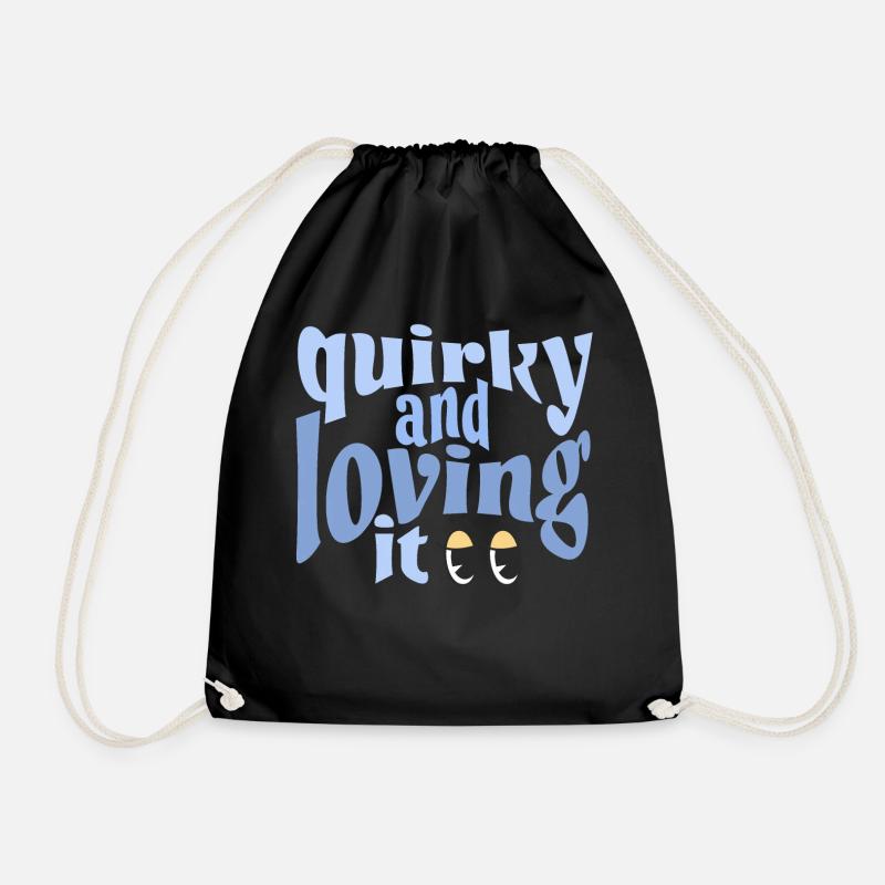 Quirky and loving it in blue - Drawstring Bag - black