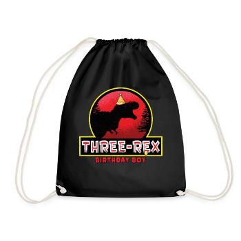 Three Rex Birthday Boy - Dinosaur 3 Year Old Kids - Drawstring Bag - black - Front