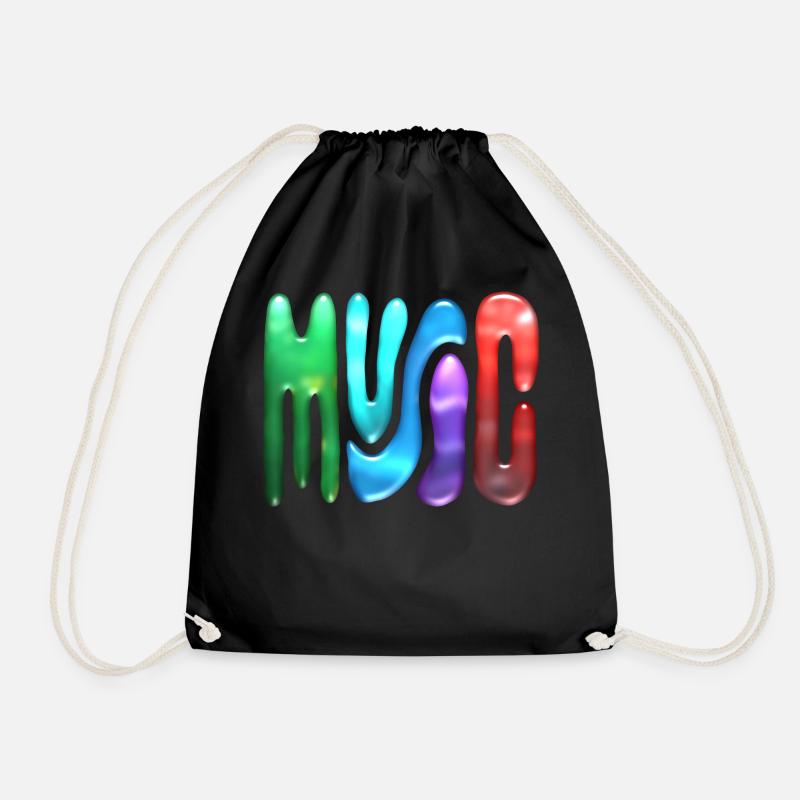 Neon Musik Text - Turnbeutel - Schwarz