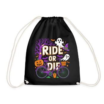 Halloween Bike Ride Spirit Design - Drawstring Bag - black - Front