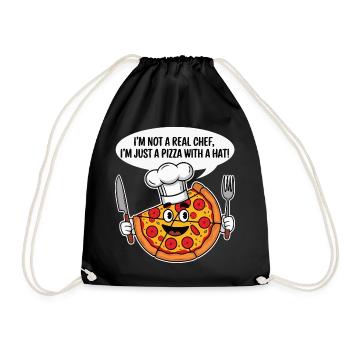 Pizza Chef Humour T-Shirt - Drawstring Bag - black - Front