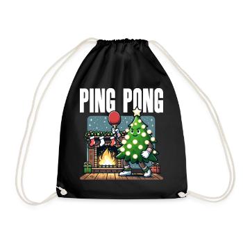 Tischtennis Weihnachtsbaum Kostüm Tannenbaum - Turnbeutel - Schwarz - Vorne
