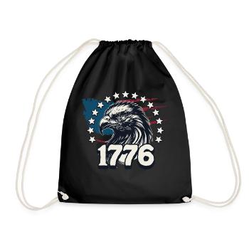 American USA Freedom Justice Fighter Abe 1776 - Drawstring Bag - black - Front