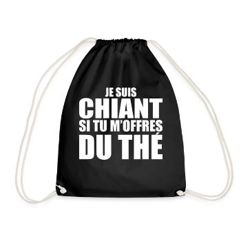 Man Who Adores: Tea. Funny Design Humor - Drawstring Bag - black - Front